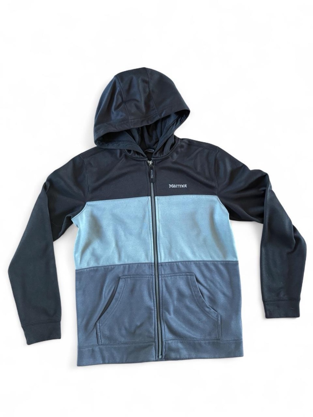 Marmot Kids Jacket Navy, Light Blue & Slate Colorblock Hooded Zip Jacket